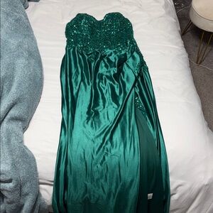 Elegant Green Satin Dress